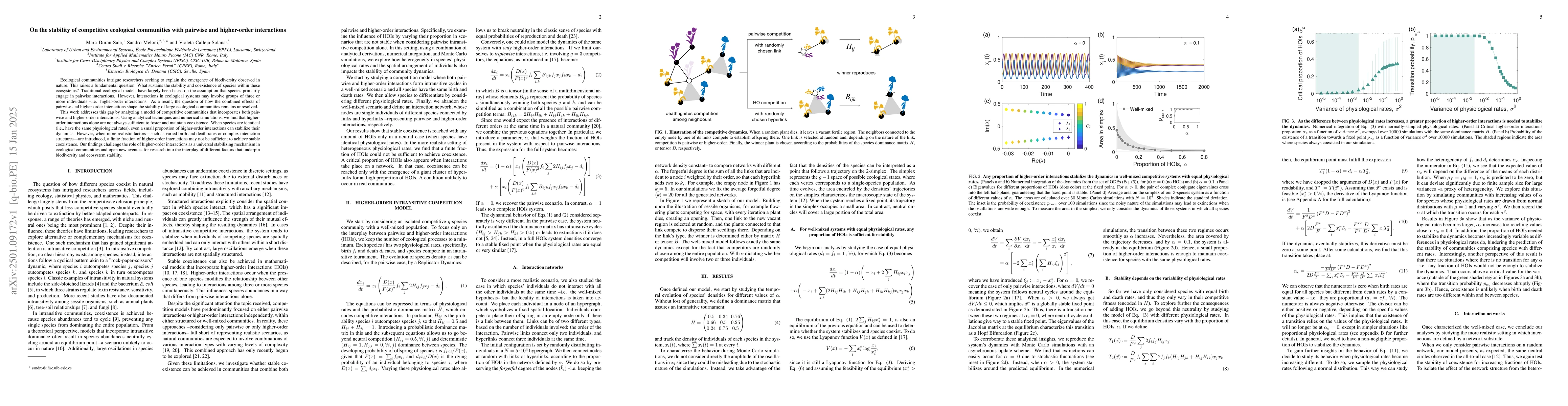 Thumbnail for On the stability of competitive ecological communities with pairwise and
  higher-order interactions