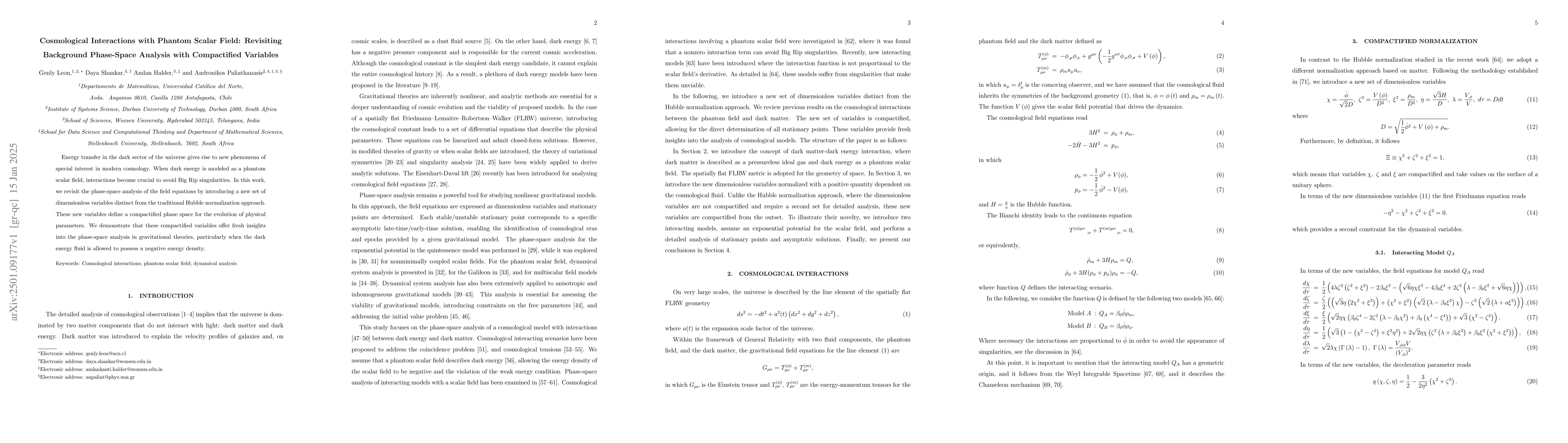 Thumbnail for Cosmological Interactions with Phantom Scalar Field: Revisiting
  Background Phase-Space Analysis with Compactified Variables