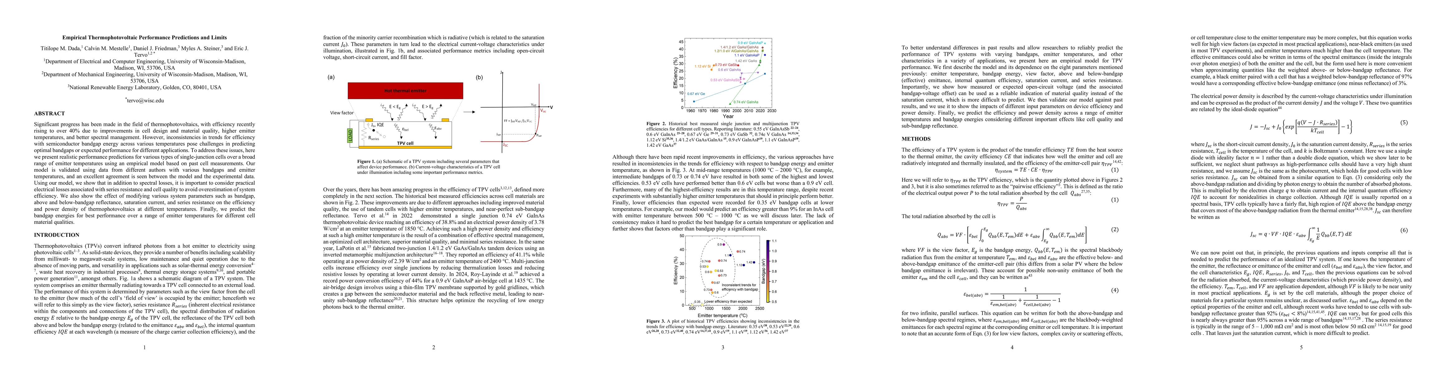 Thumbnail for Empirical Thermophotovoltaic Performance Predictions and Limits