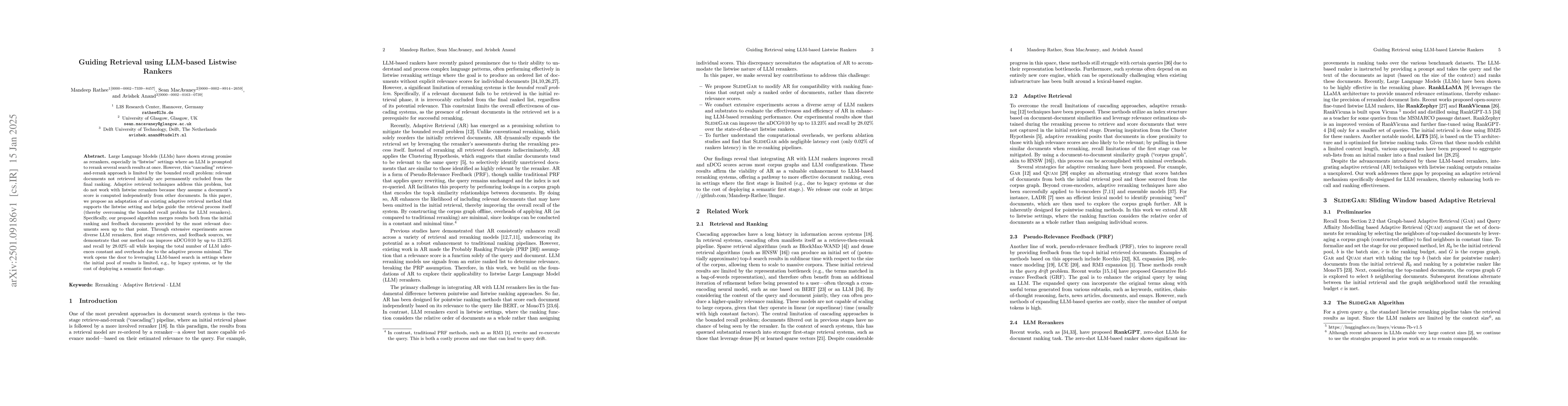 Thumbnail for Guiding Retrieval using LLM-based Listwise Rankers