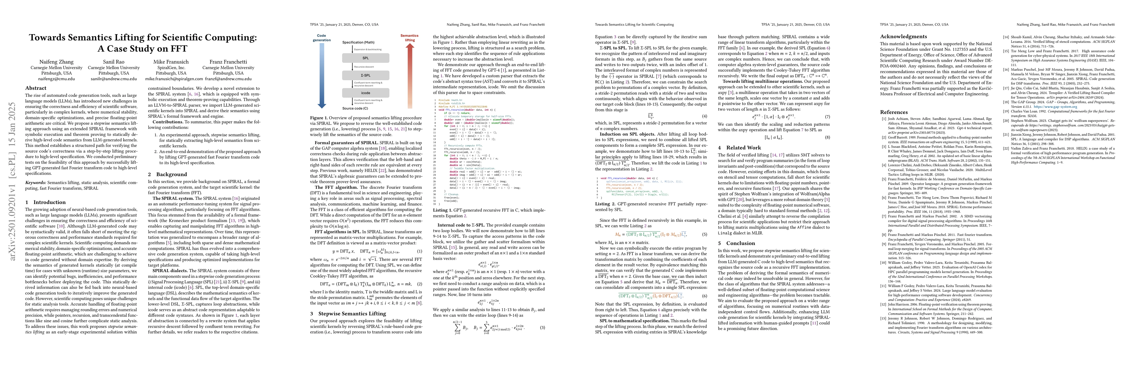 Thumbnail for Towards Semantics Lifting for Scientific Computing: A Case Study on FFT