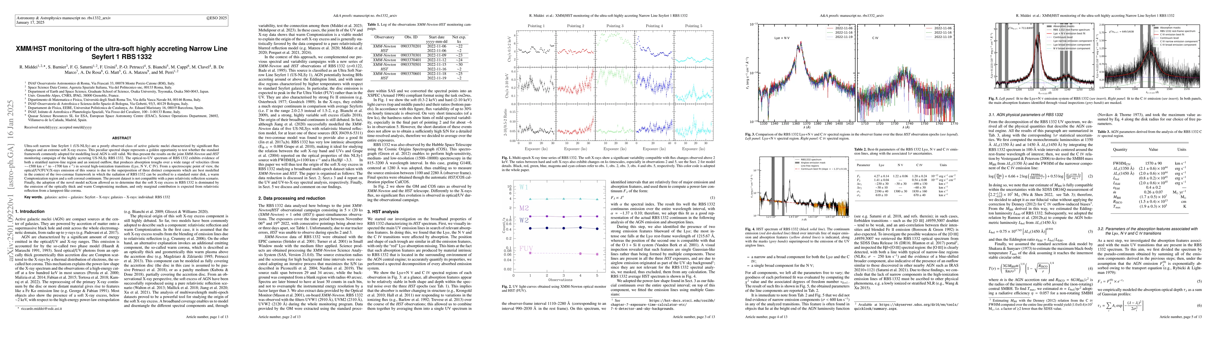 Thumbnail for XMM/HST monitoring of the ultra-soft highly accreting Narrow Line
  Seyfert 1 RBS 1332