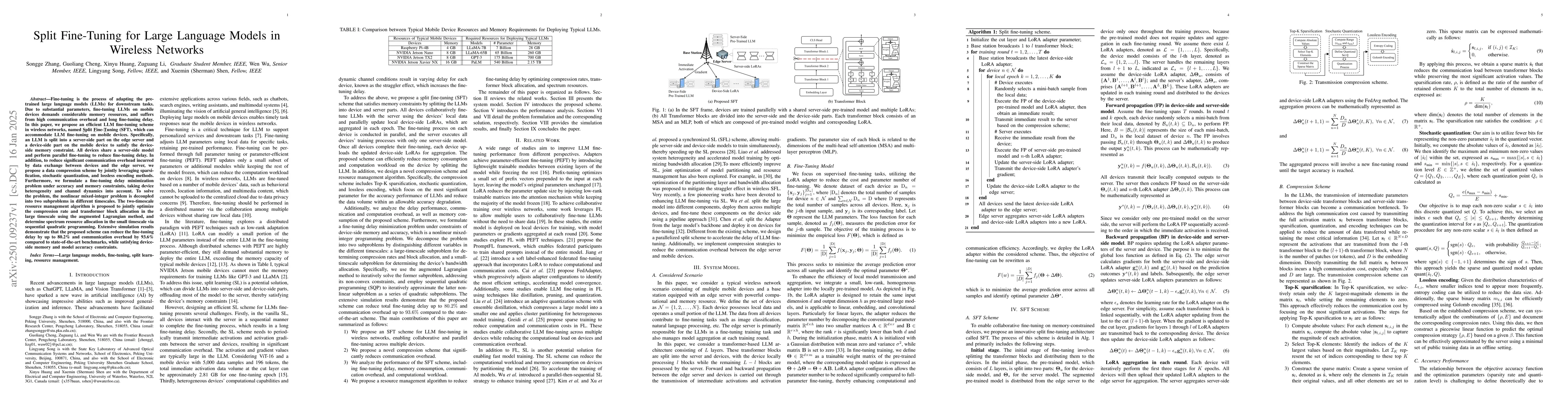 Thumbnail for Split Fine-Tuning for Large Language Models in Wireless Networks