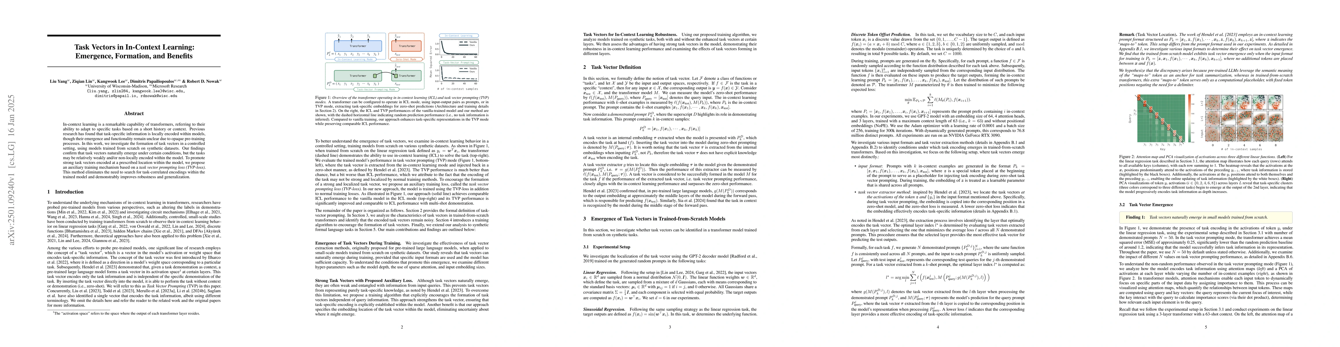Thumbnail for Task Vectors in In-Context Learning: Emergence, Formation, and Benefit