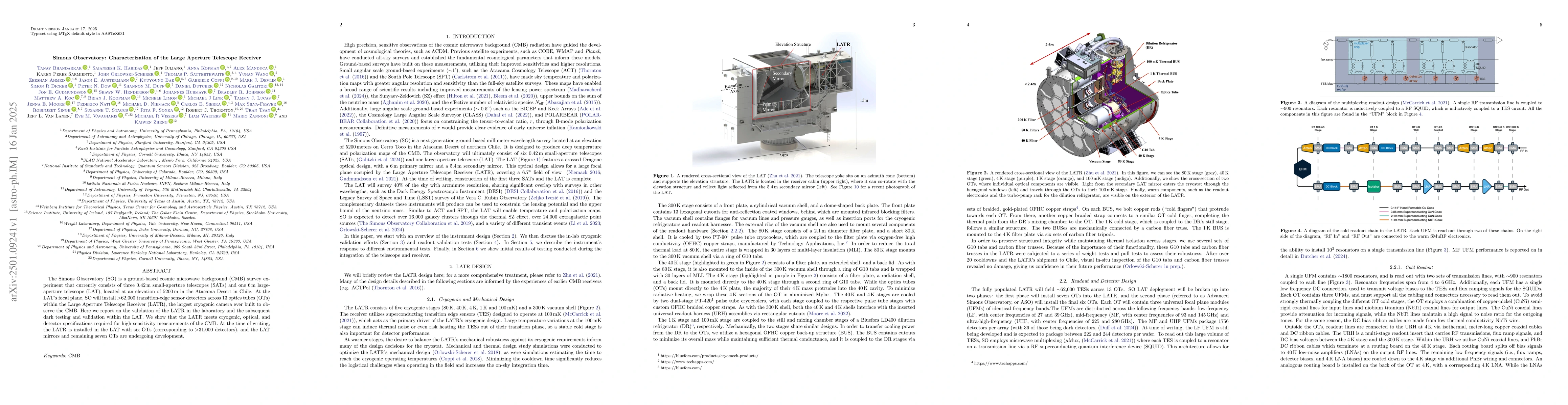 Thumbnail for Simons Observatory: Characterization of the Large Aperture Telescope
  Receiver