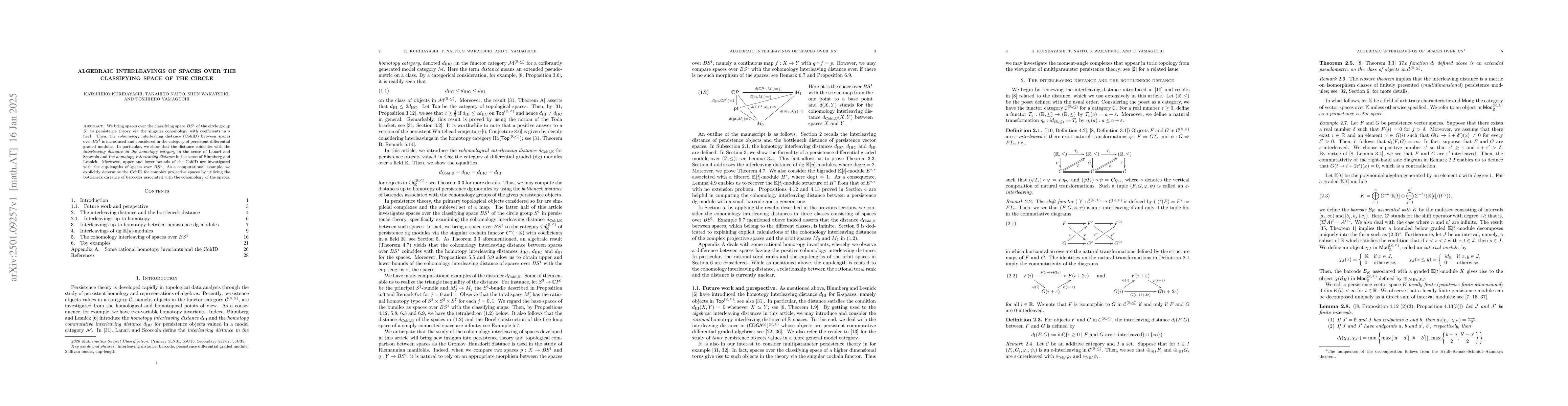 Thumbnail for Algebraic interleavings of spaces over the classifying space of the
  circle