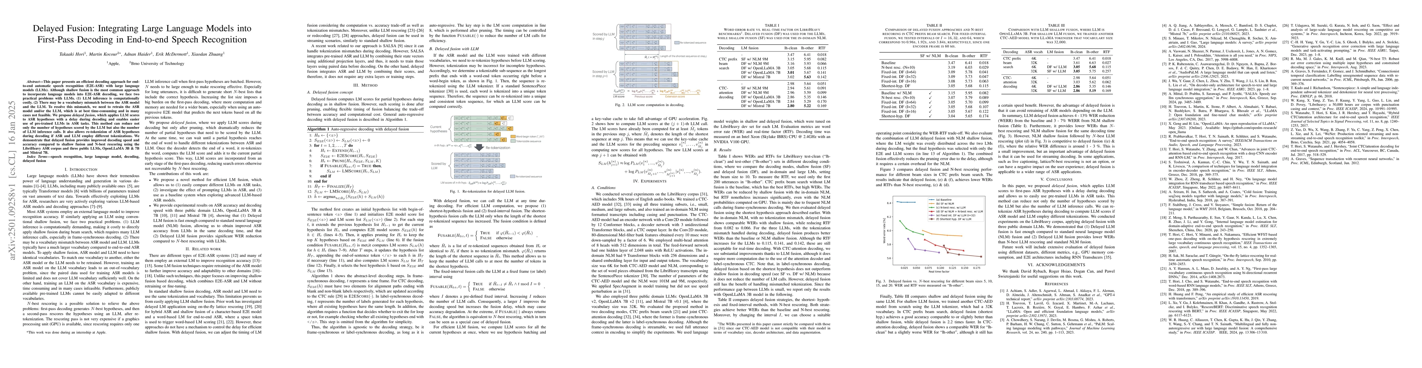 Thumbnail for Delayed Fusion: Integrating Large Language Models into First-Pass
  Decoding in End-to-end Speech Recognition