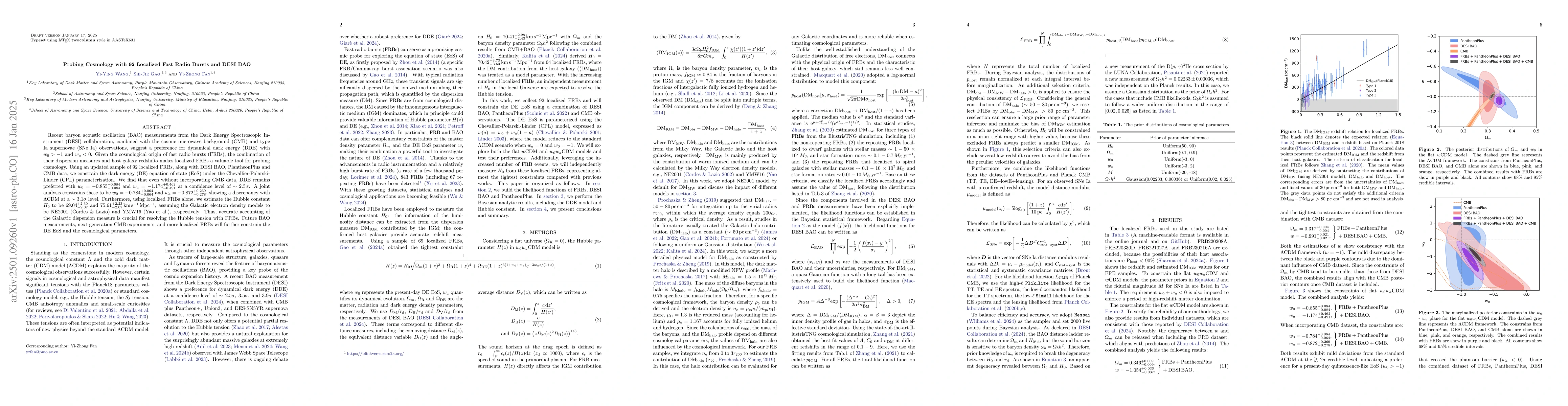 Thumbnail for Probing Cosmology with 92 Localized Fast Radio Bursts and DESI BAO