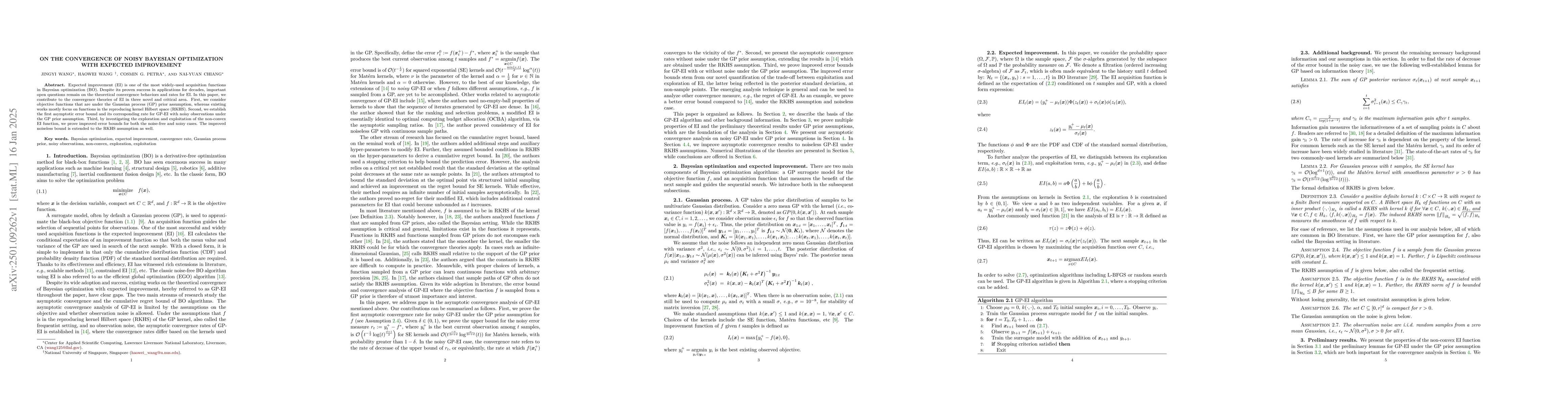 Thumbnail for On the convergence of noisy Bayesian Optimization with Expected
  Improvement