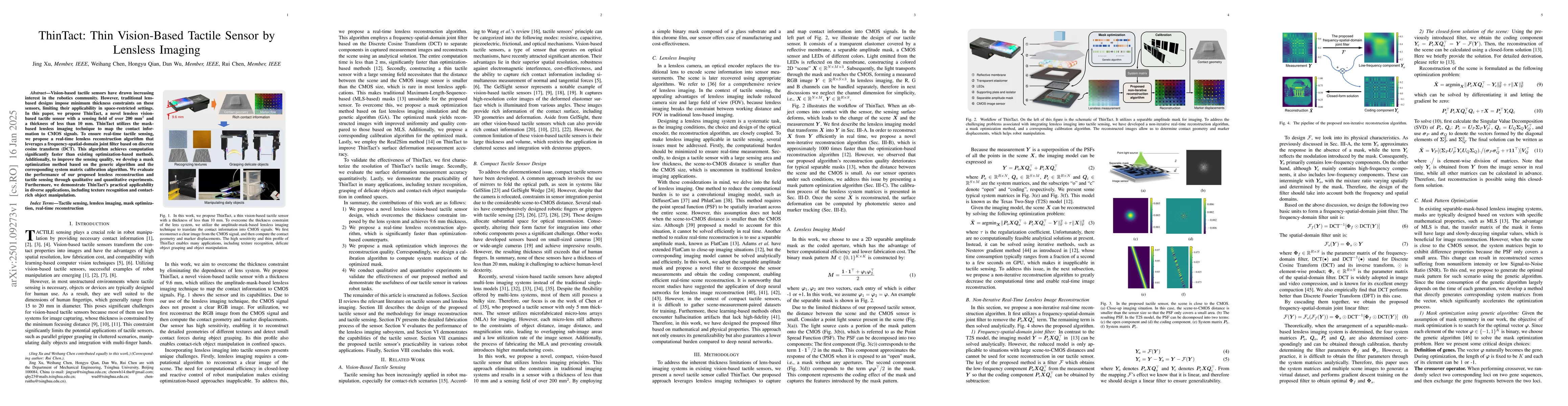 Thumbnail for ThinTact:Thin Vision-Based Tactile Sensor by Lensless Imaging