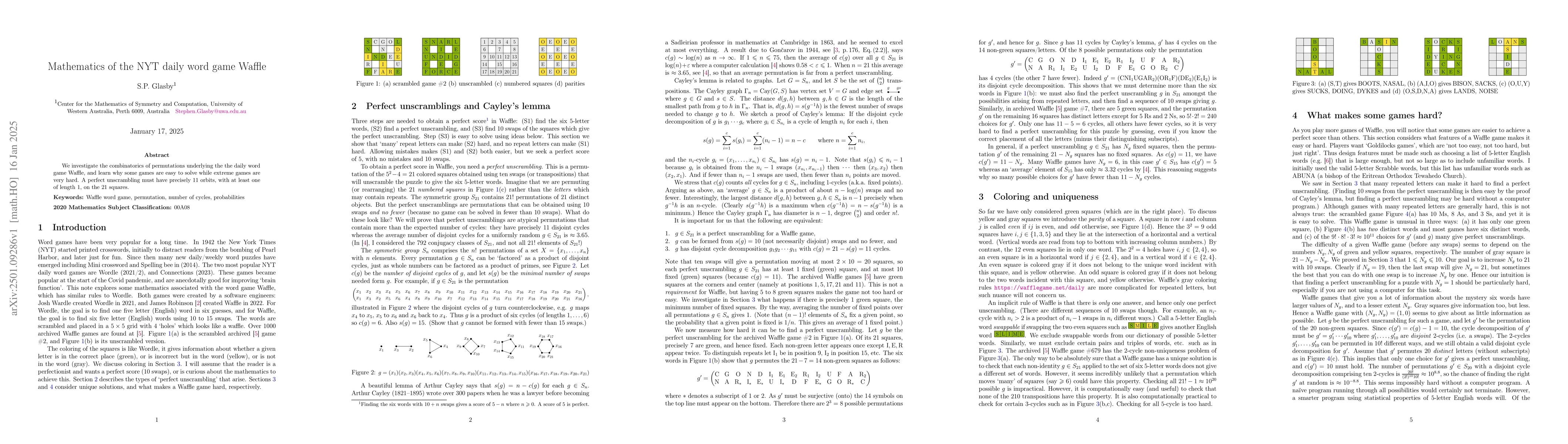 Thumbnail for Mathematics of the NYT daily word game Waffle