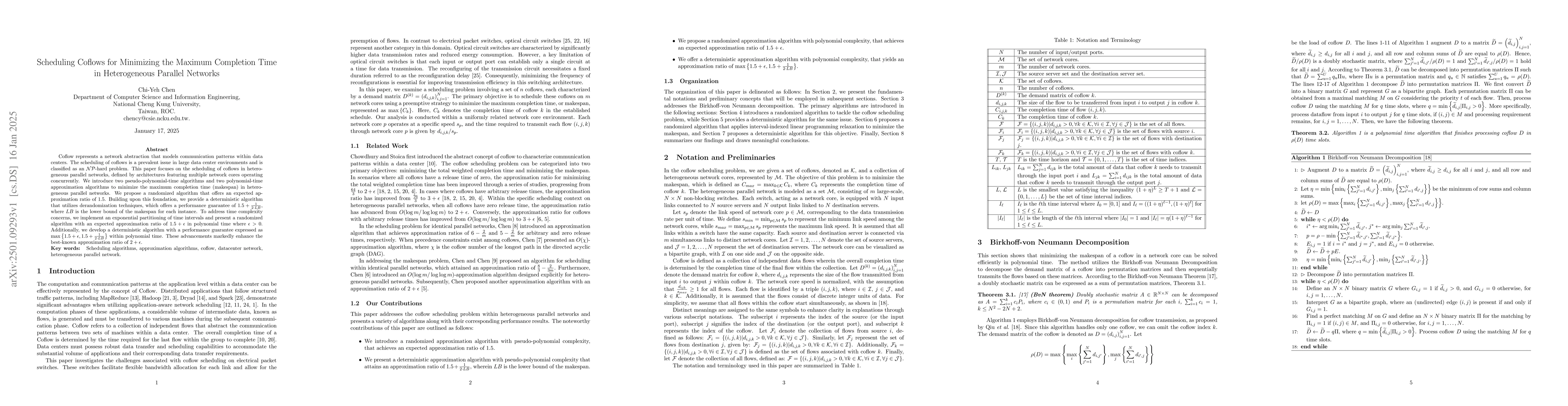 Thumbnail for Scheduling Coflows for Minimizing the Maximum Completion Time in
  Heterogeneous Parallel Networks