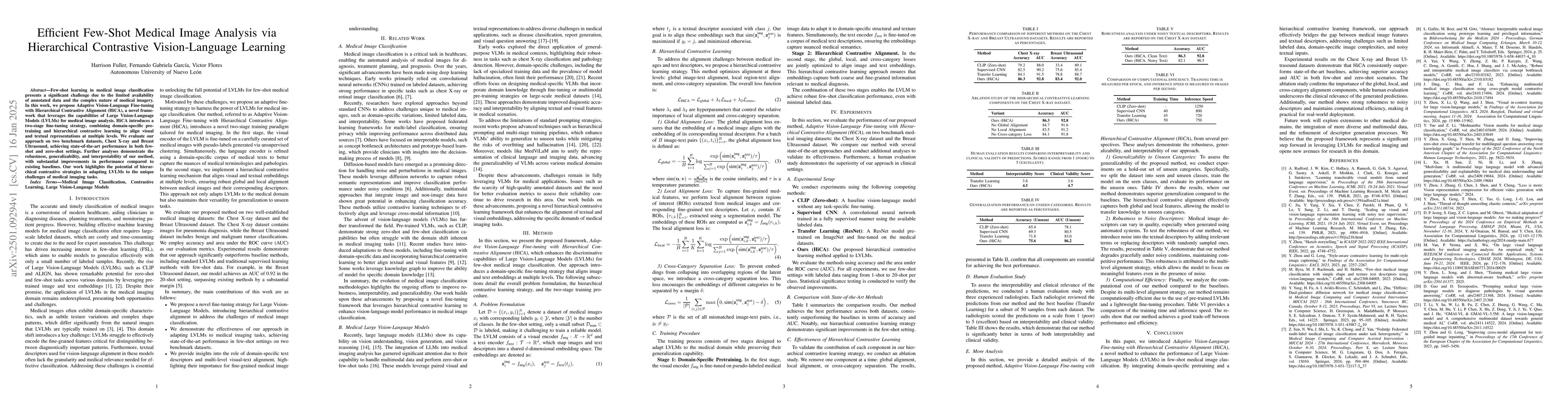 Thumbnail for Efficient Few-Shot Medical Image Analysis via Hierarchical Contrastive
  Vision-Language Learning