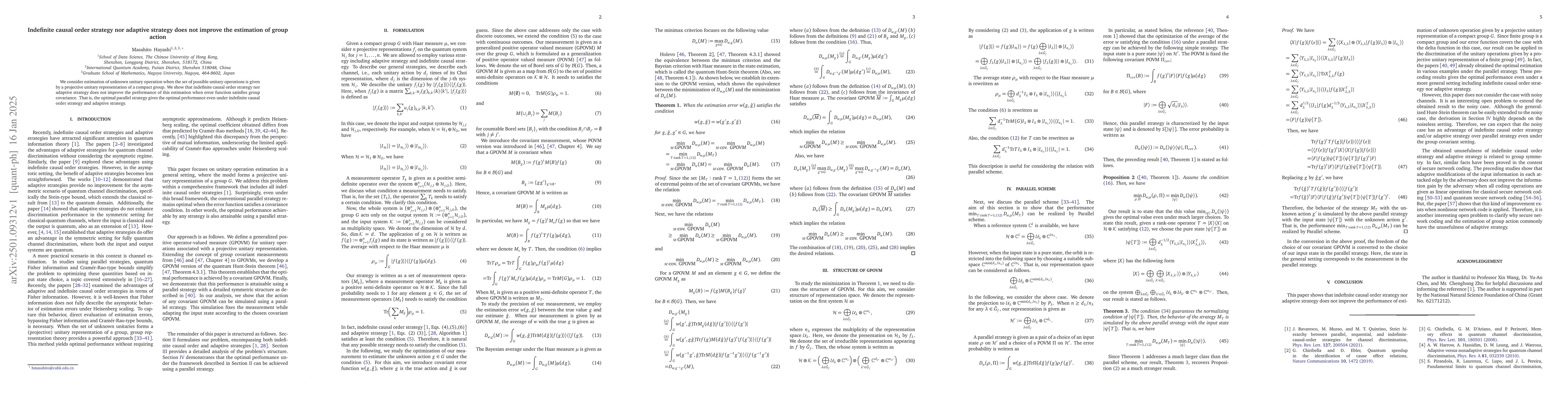 Thumbnail for Indefinite causal order strategy nor adaptive strategy does not improve
  the estimation of group action