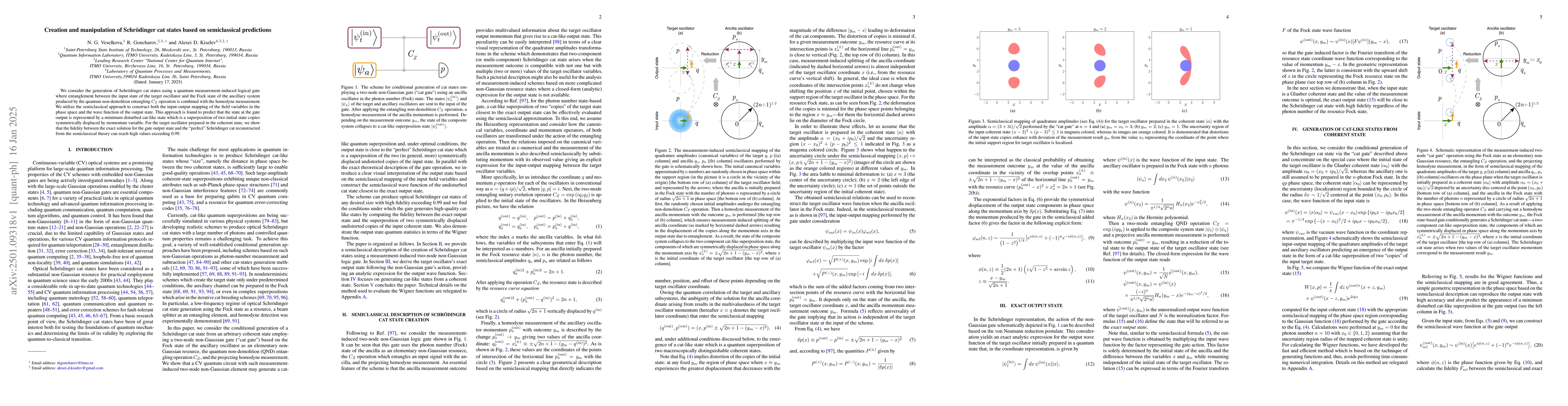 Thumbnail for Creation and manipulation of Schrödinger cat states based on
  semiclassical predictions