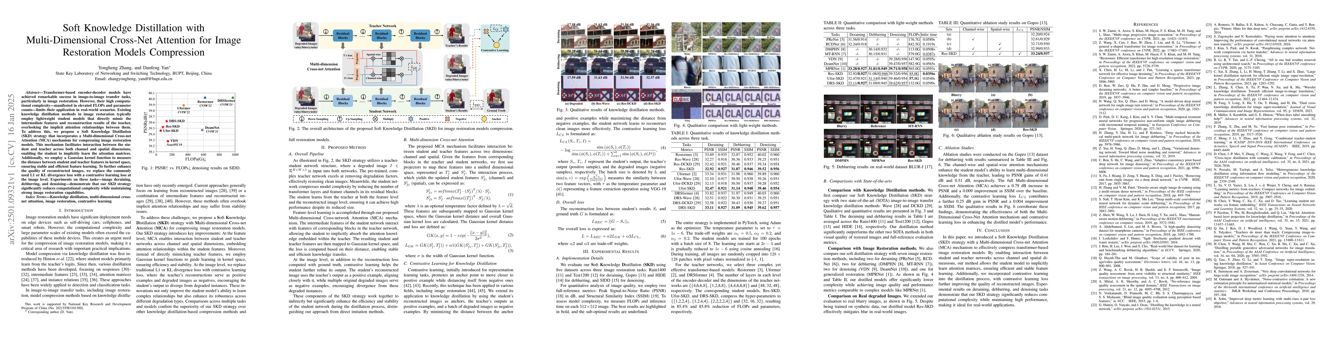 Thumbnail for Soft Knowledge Distillation with Multi-Dimensional Cross-Net Attention
  for Image Restoration Models Compression