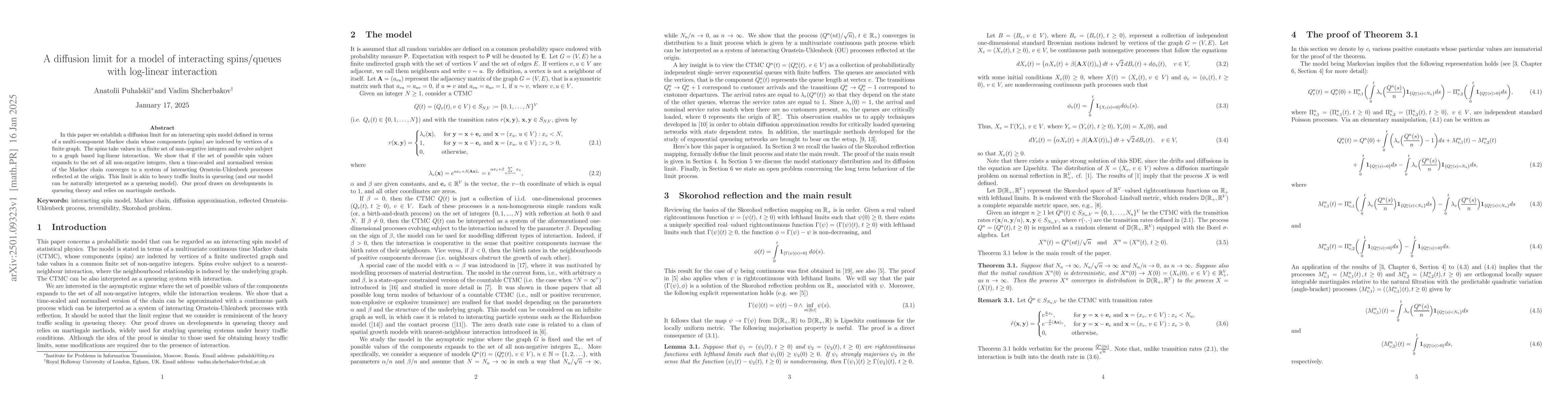 Thumbnail for A diffusion limit for a model of interacting spins/queues with
  log-linear interaction