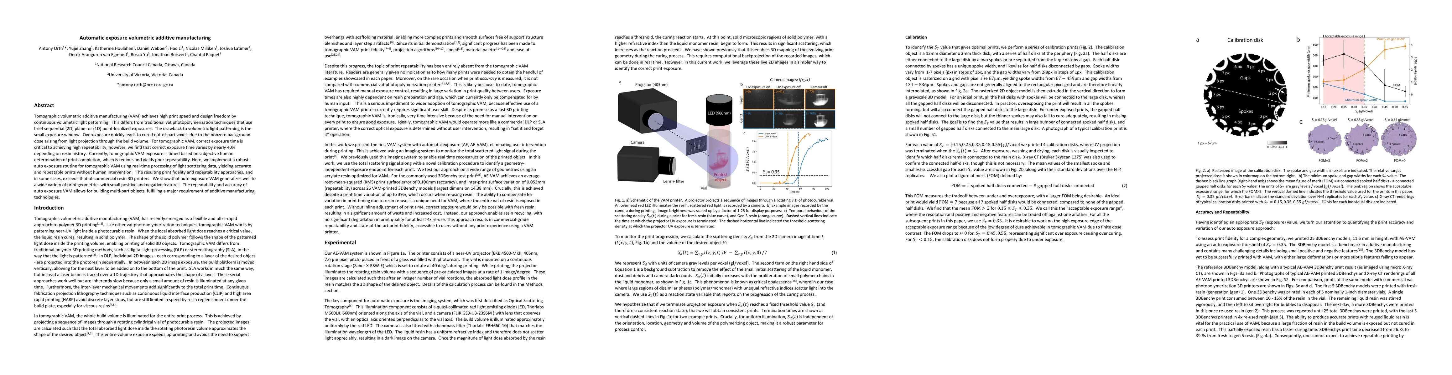 Thumbnail for Automatic exposure volumetric additive manufacturing