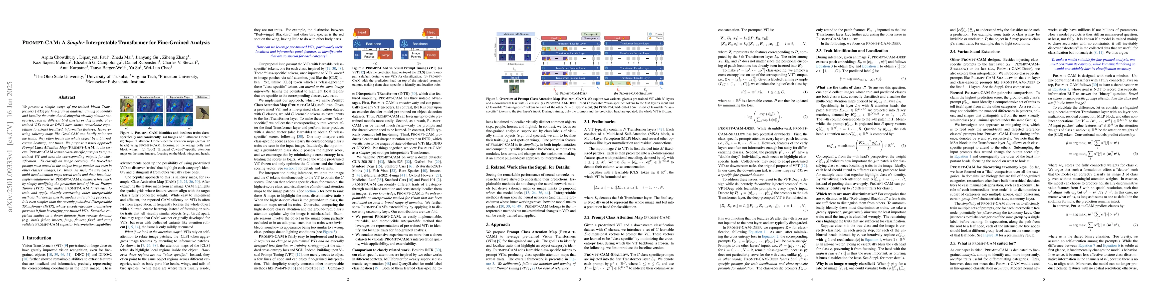 Thumbnail for Prompt-CAM: A Simpler Interpretable Transformer for Fine-Grained
  Analysis