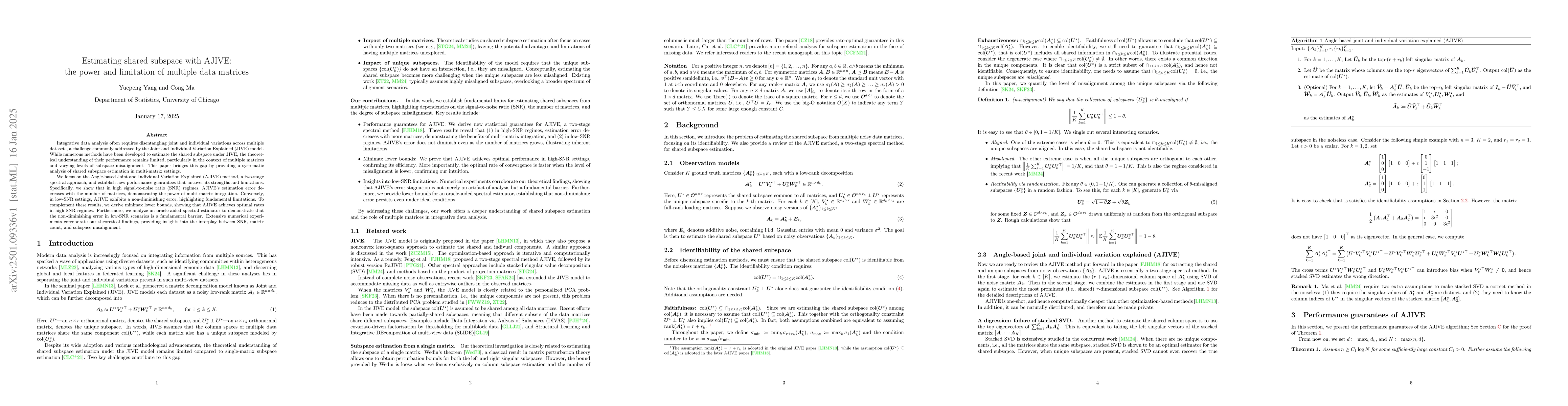Thumbnail for Estimating shared subspace with AJIVE: the power and limitation of
  multiple data matrices