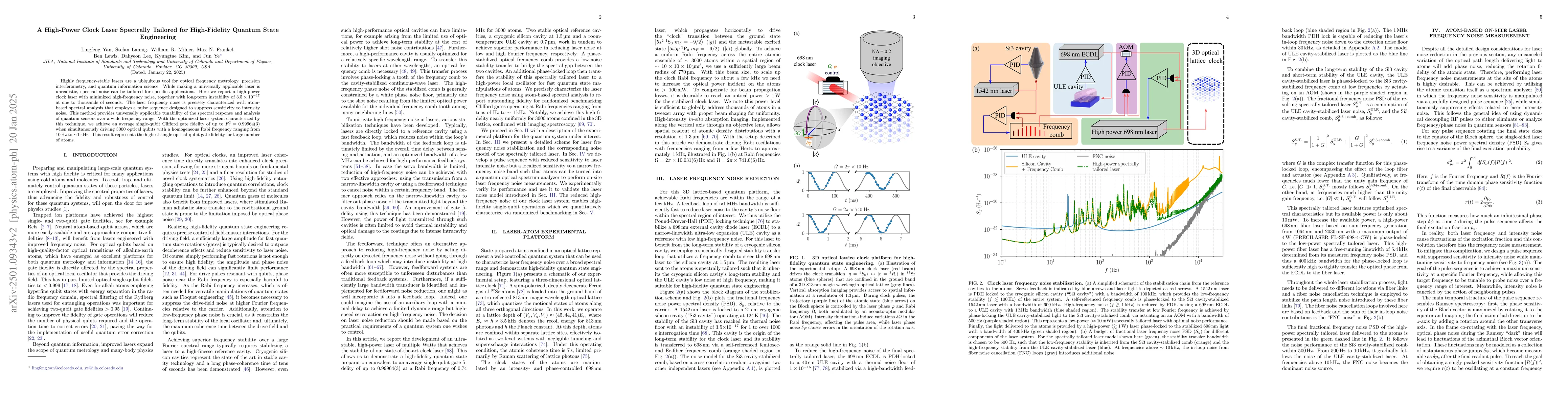 Thumbnail for A High-Power Clock Laser Spectrally Tailored for High-Fidelity Quantum
  State Engineering