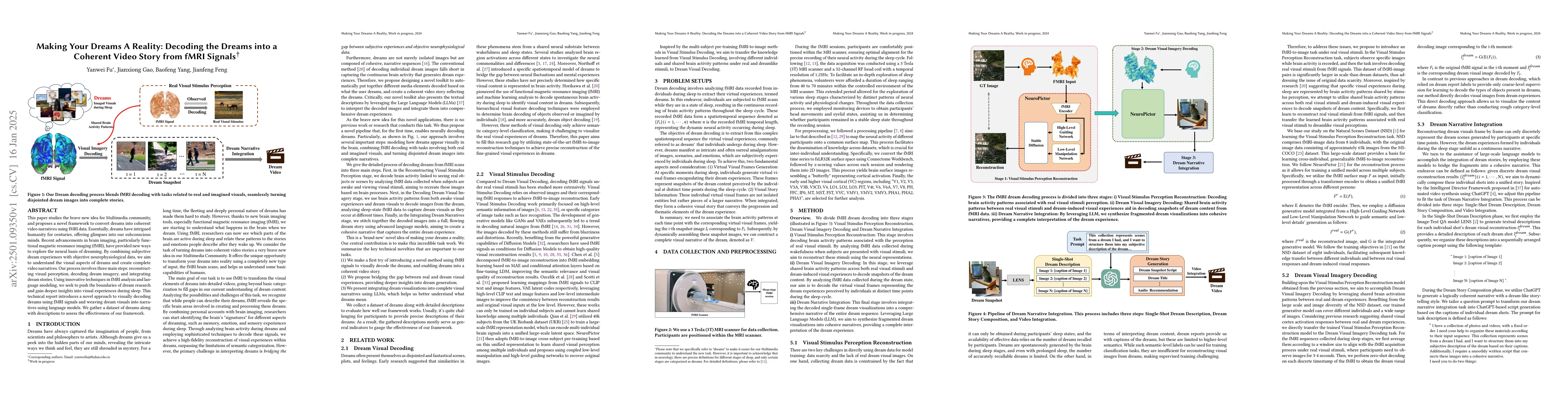 Thumbnail for Making Your Dreams A Reality: Decoding the Dreams into a Coherent Video
  Story from fMRI Signals