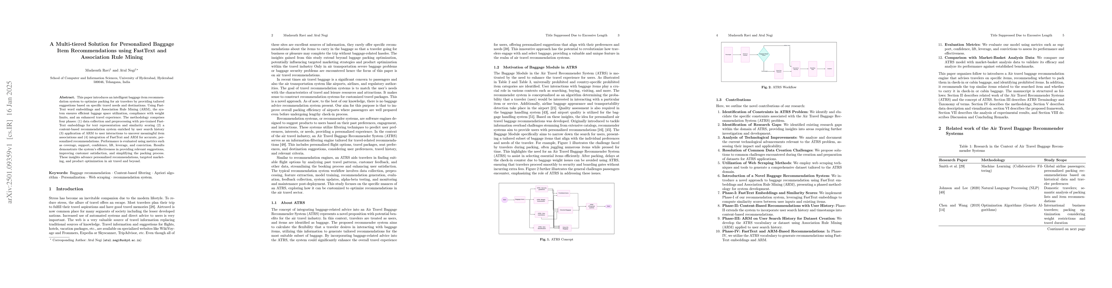 Thumbnail for A Multi-tiered Solution for Personalized Baggage Item Recommendations
  using FastText and Association Rule Mining