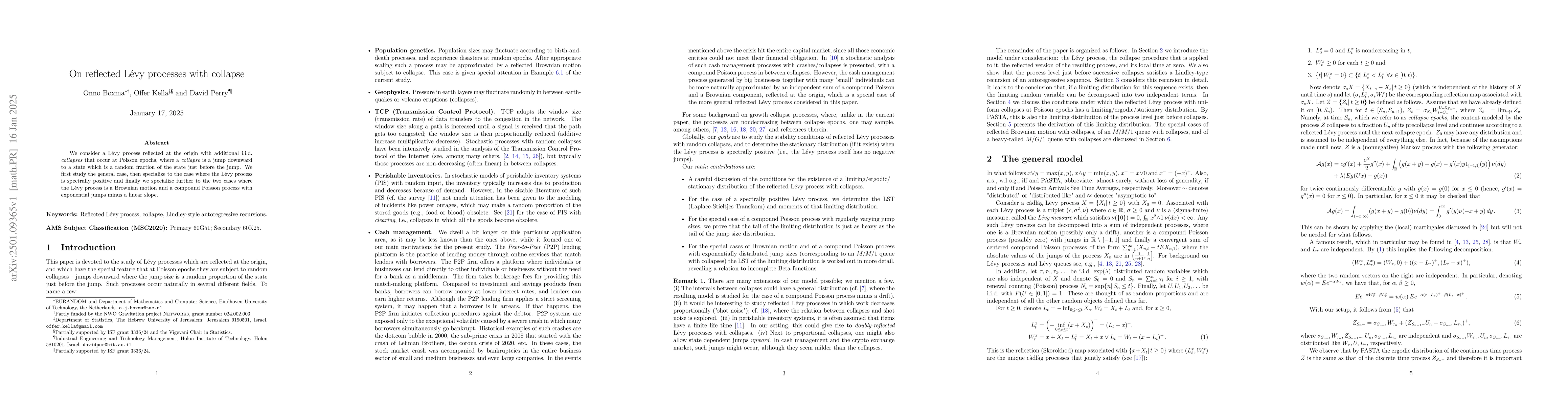 Thumbnail for On reflected Lévy processes with collapse
