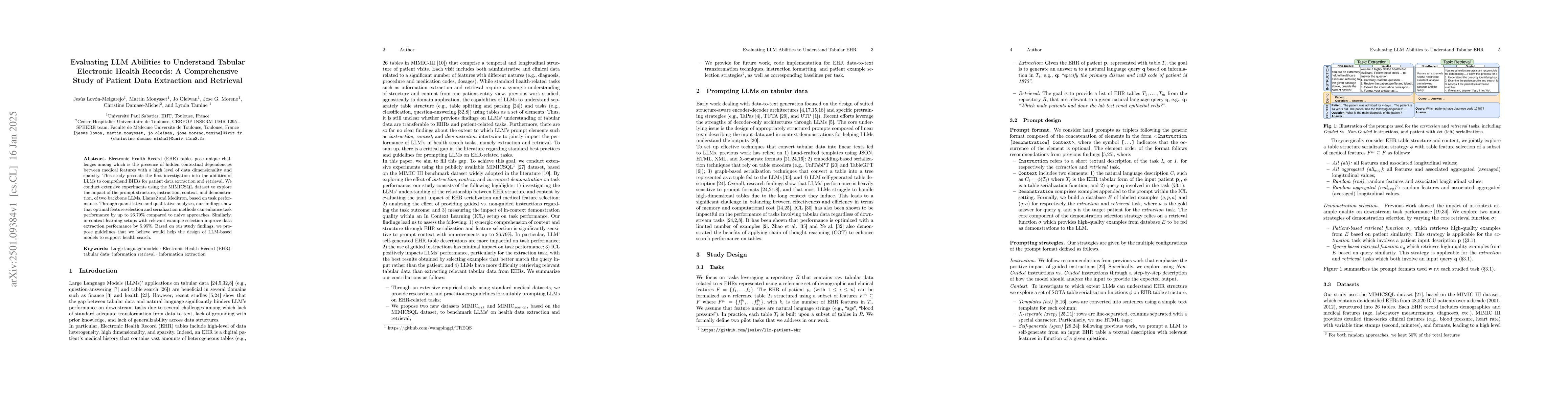 Thumbnail for Evaluating LLM Abilities to Understand Tabular Electronic Health
  Records: A Comprehensive Study of Patient Data Extraction and Retrieval
