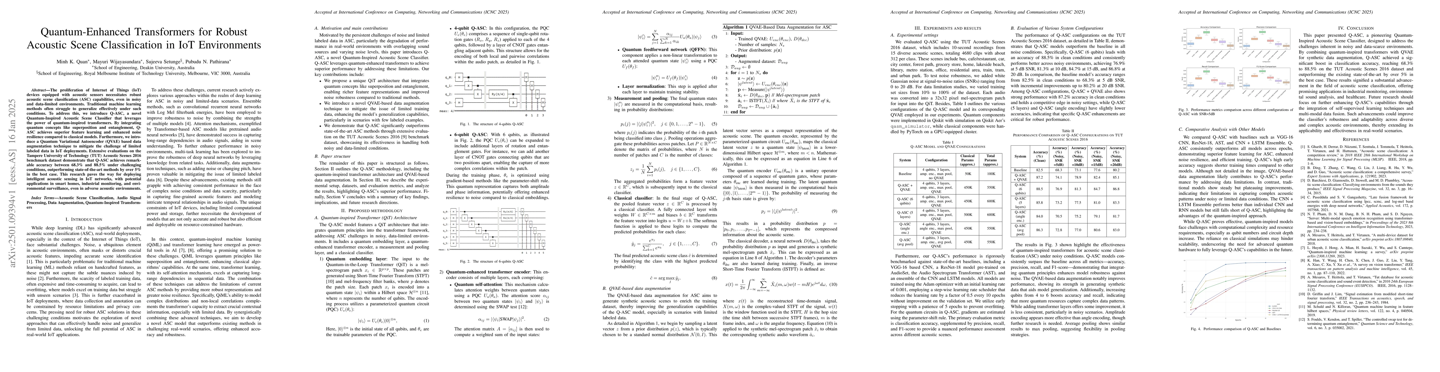 Thumbnail for Quantum-Enhanced Transformers for Robust Acoustic Scene Classification
  in IoT Environments