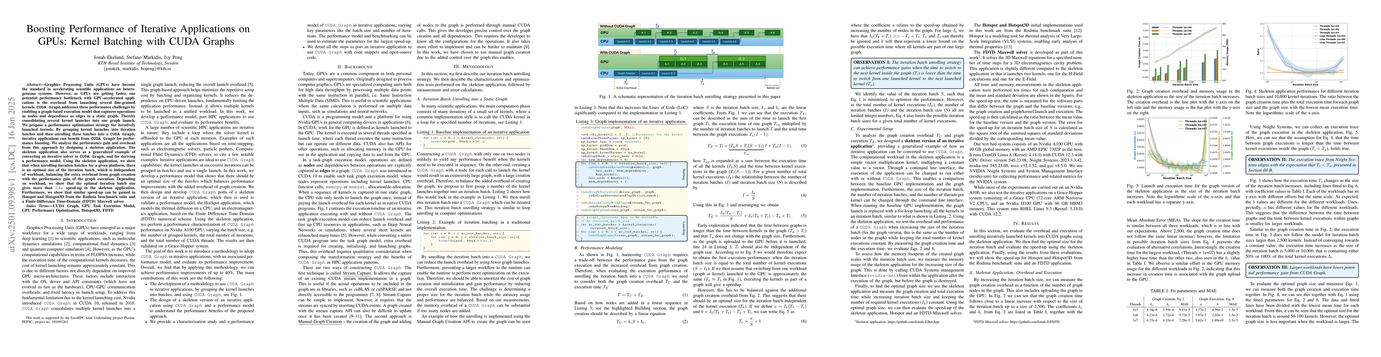 Thumbnail for Boosting Performance of Iterative Applications on GPUs: Kernel Batching
  with CUDA Graphs