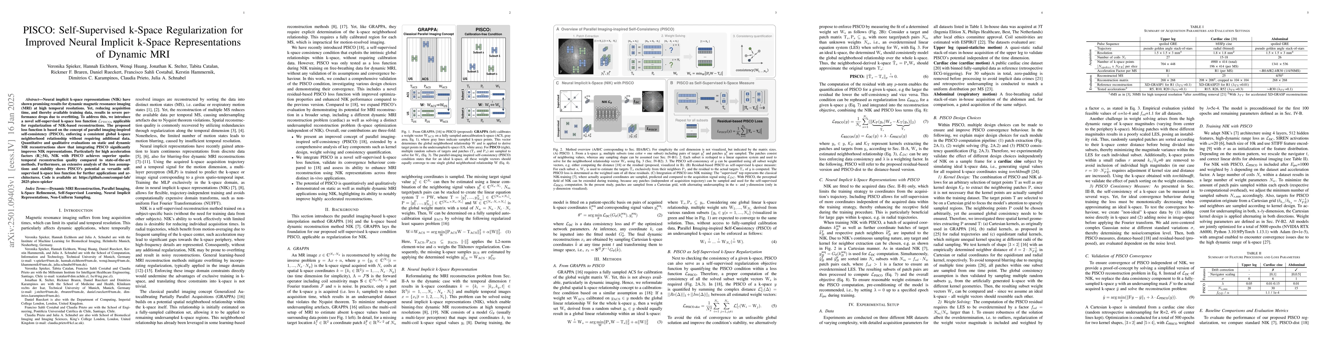 Thumbnail for PISCO: Self-Supervised k-Space Regularization for Improved Neural
  Implicit k-Space Representations of Dynamic MRI