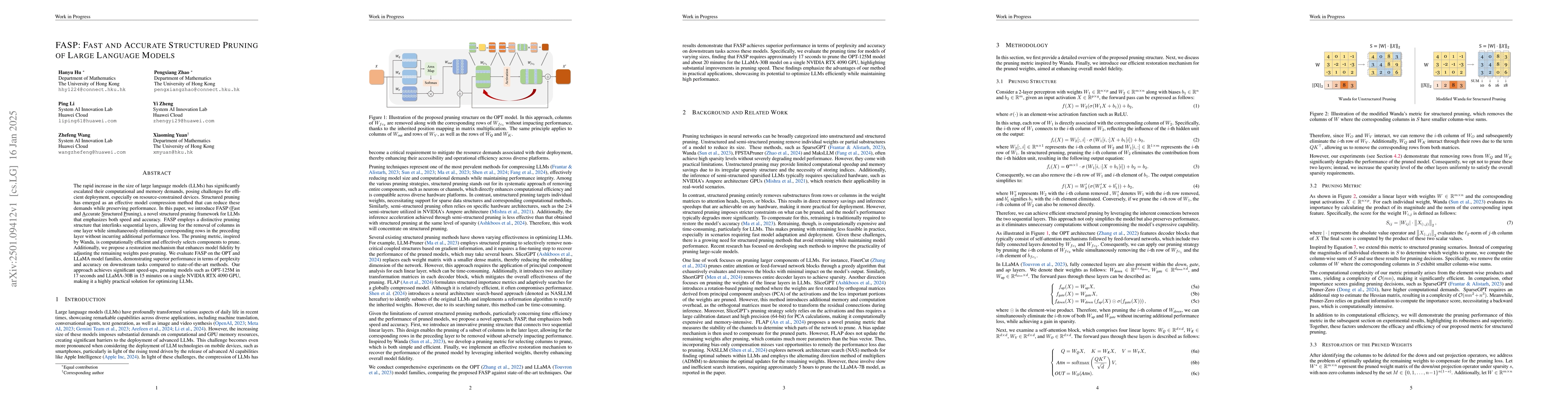 Thumbnail for FASP: Fast and Accurate Structured Pruning of Large Language Models