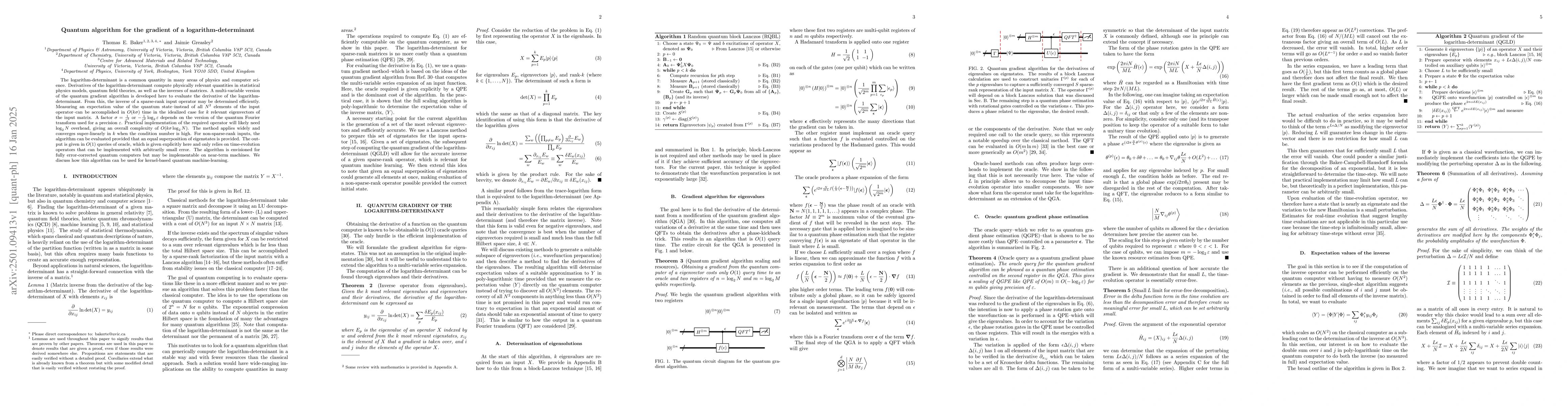 Thumbnail for Quantum algorithm for the gradient of a logarithm-determinant