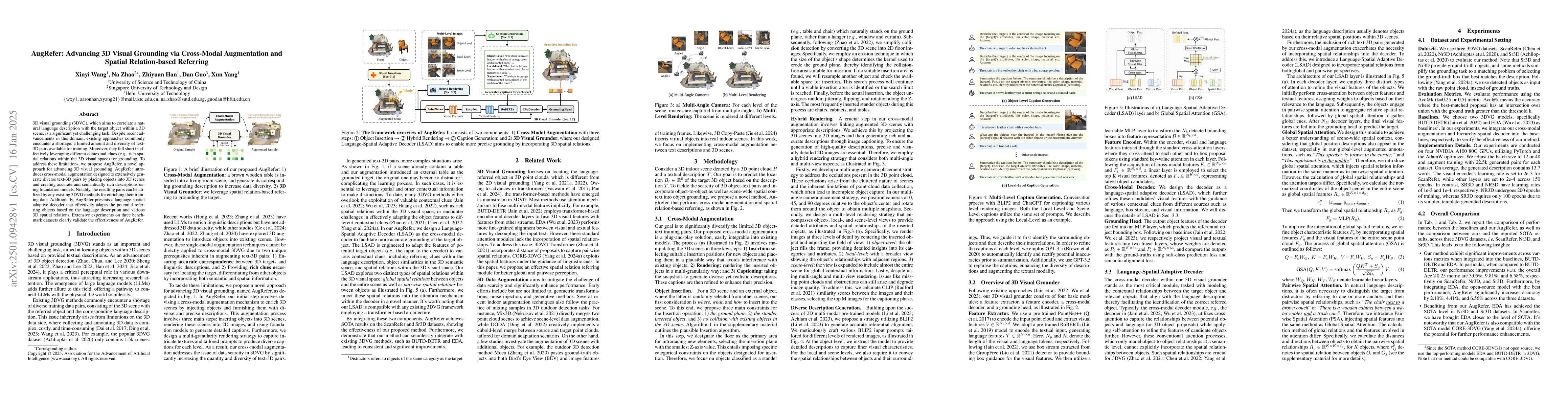 Thumbnail for AugRefer: Advancing 3D Visual Grounding via Cross-Modal Augmentation and
  Spatial Relation-based Referring