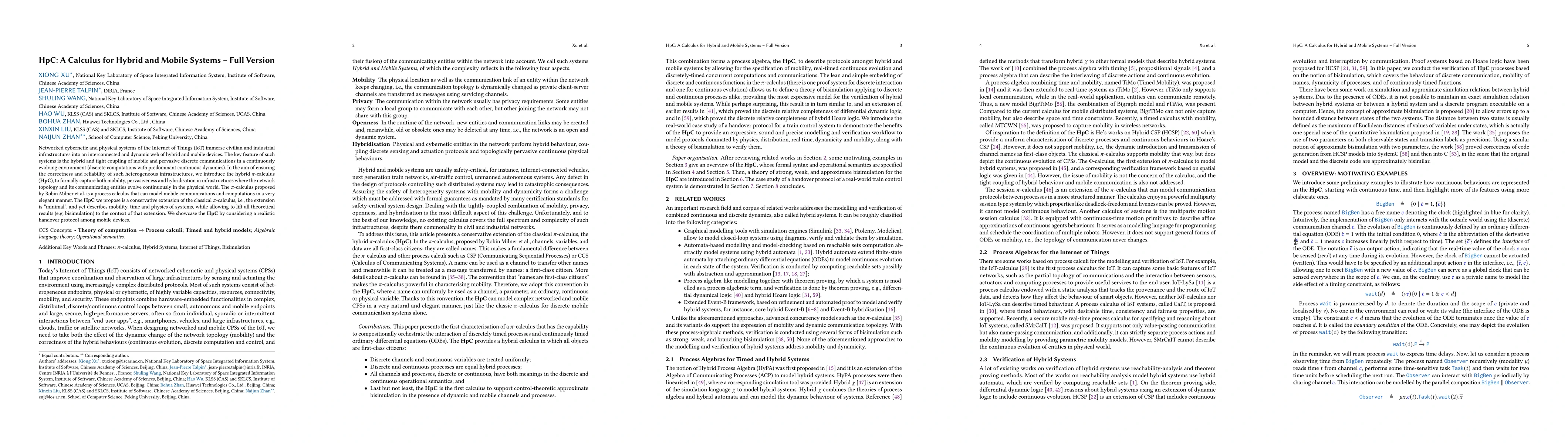 Thumbnail for HpC: A Calculus for Hybrid and Mobile Systems -- Full Version