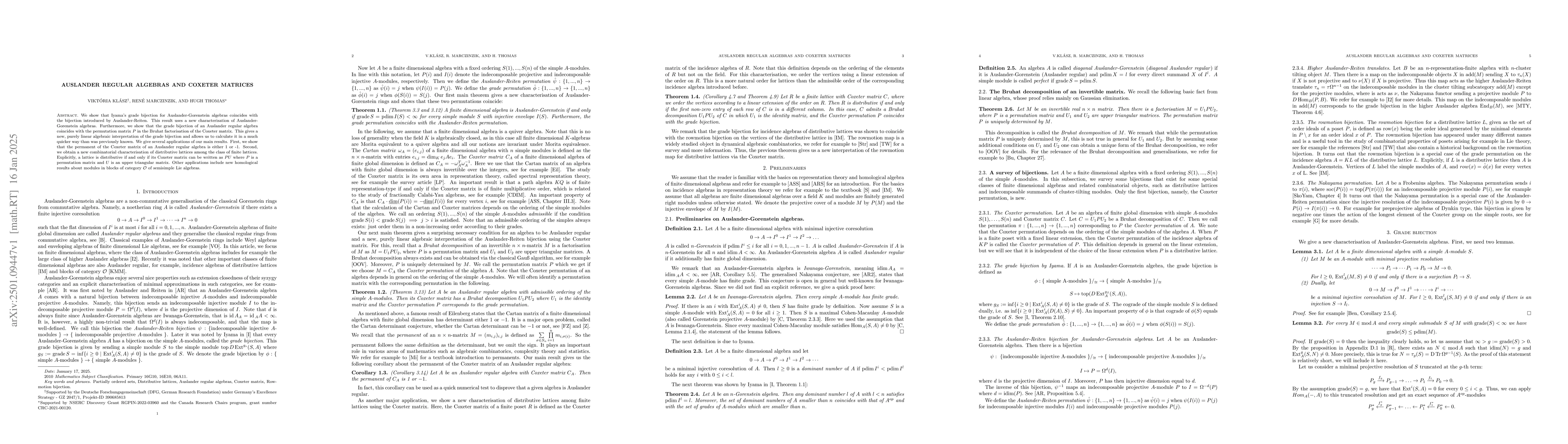 Thumbnail for Auslander regular algebras and Coxeter matrices