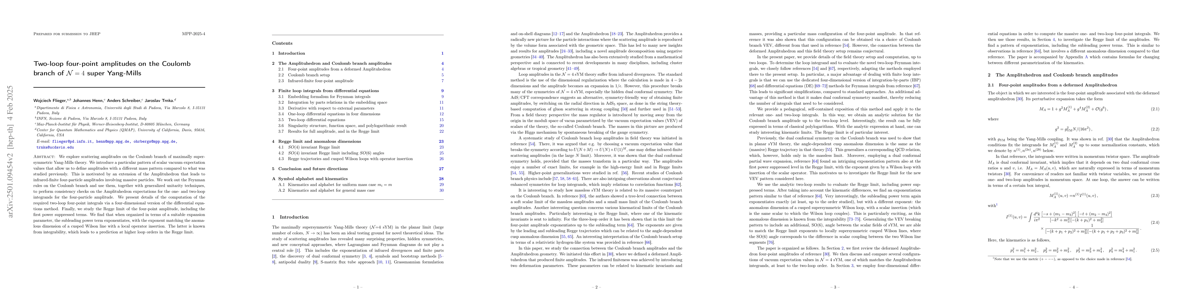 Thumbnail for Two-loop four-point amplitudes on the Coulomb branch of
  ${\mathcal{N}}=4$ super Yang-Mills