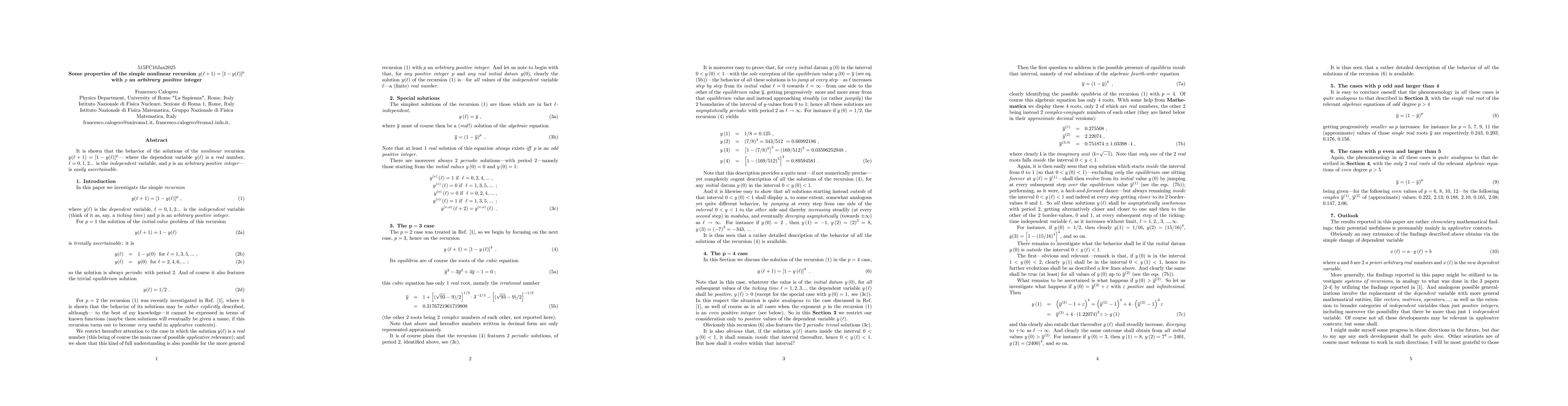 Thumbnail for Some properties of the simple nonlinear recursion $y(\ell + 1) =
  [1-y(\ell)]^p$ with $p$ an arbitrary positive integer