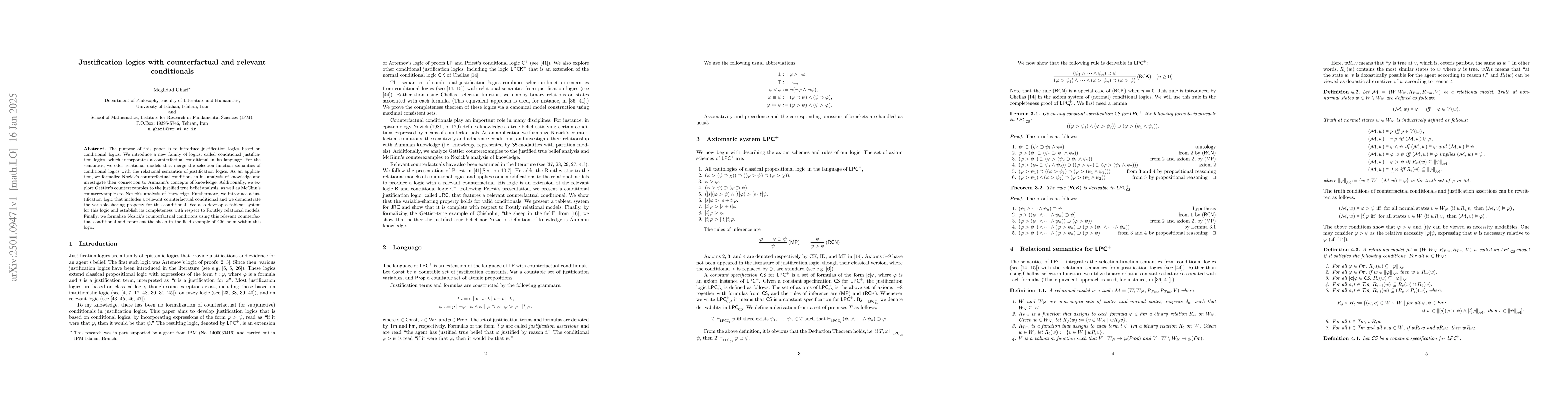 Thumbnail for Justification logics with counterfactual and relevant conditionals