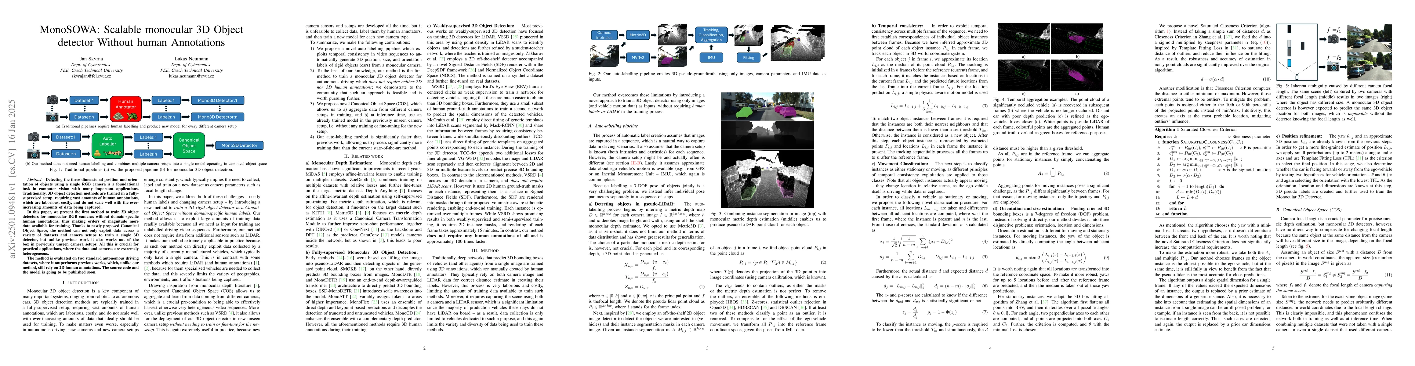 Thumbnail for MonoSOWA: Scalable monocular 3D Object detector Without human
  Annotations