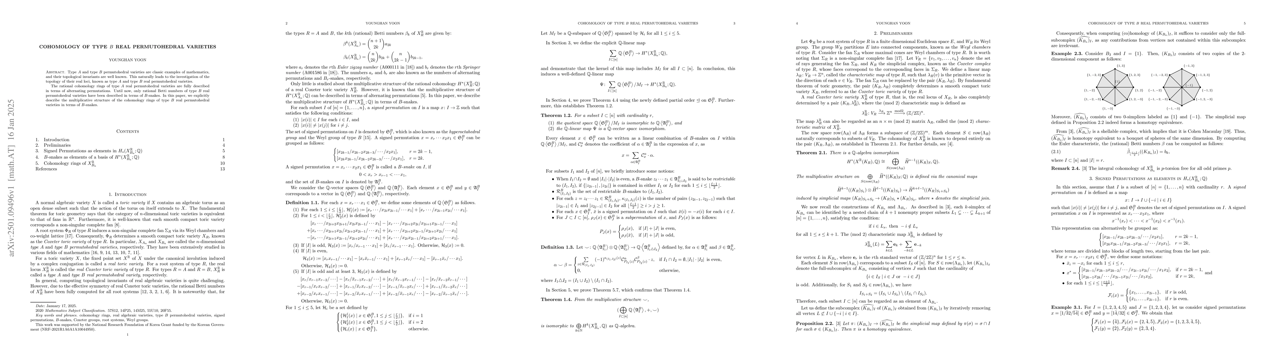 Thumbnail for Cohomology of type $B$ real permutohedral varieties