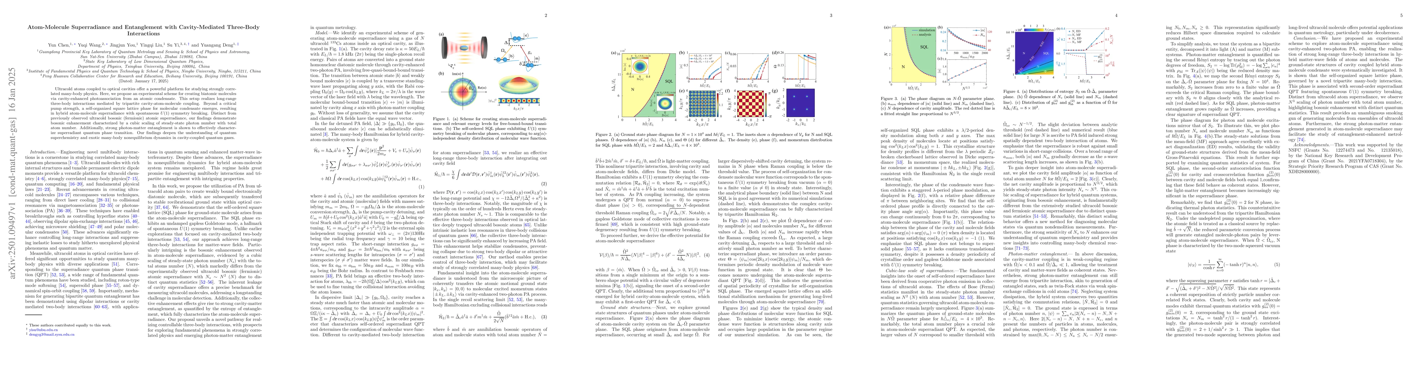 Thumbnail for Atom-Molecule Superradiance and Entanglement with Cavity-Mediated
  Three-Body Interactions
