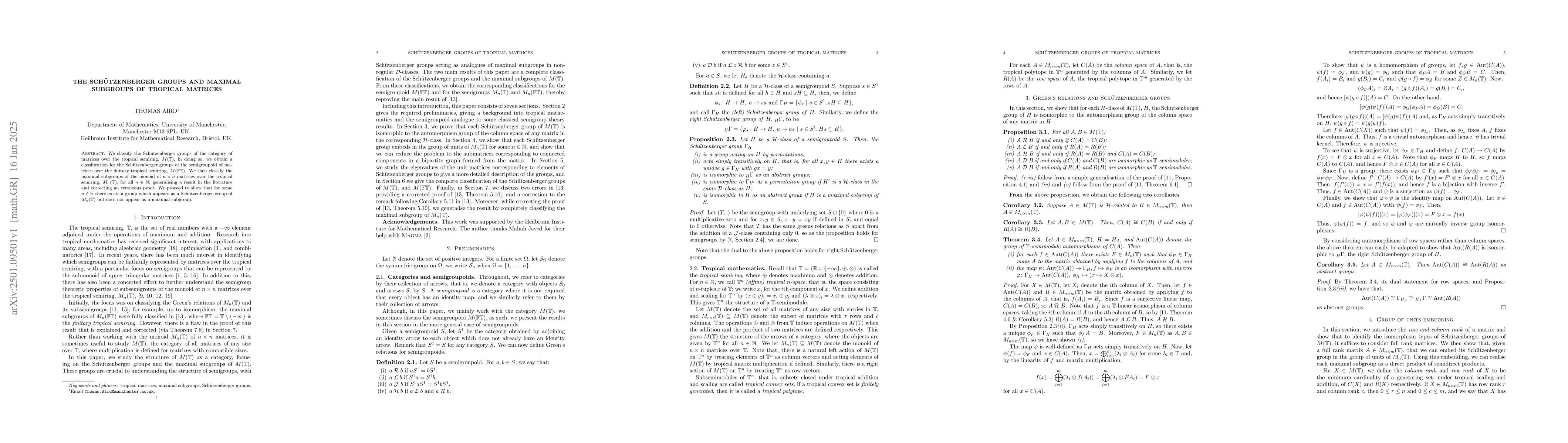 Thumbnail for The SchĂźtzenberger groups and maximal subgroups of tropical matrices