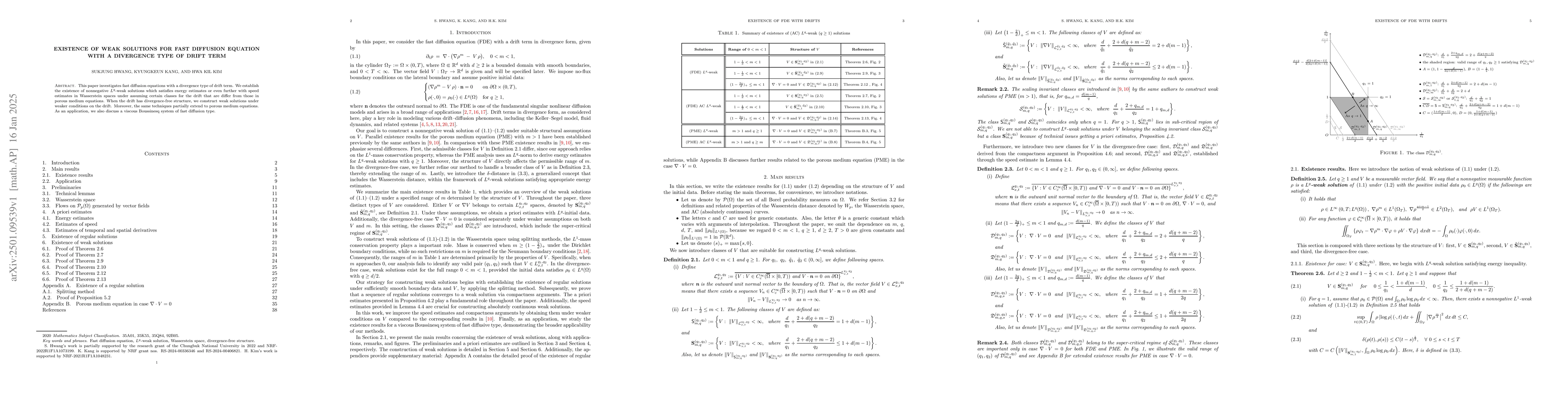 Thumbnail for Existence of weak solutions for fast diffusion equation with a
  divergence type of drift term