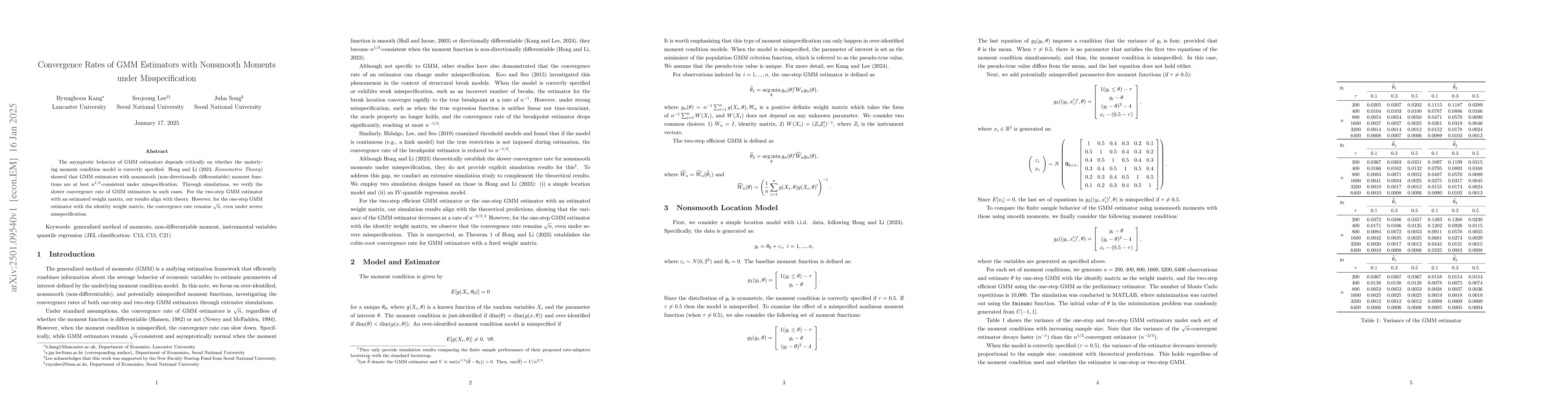 Thumbnail for Convergence Rates of GMM Estimators with Nonsmooth Moments under
  Misspecification
