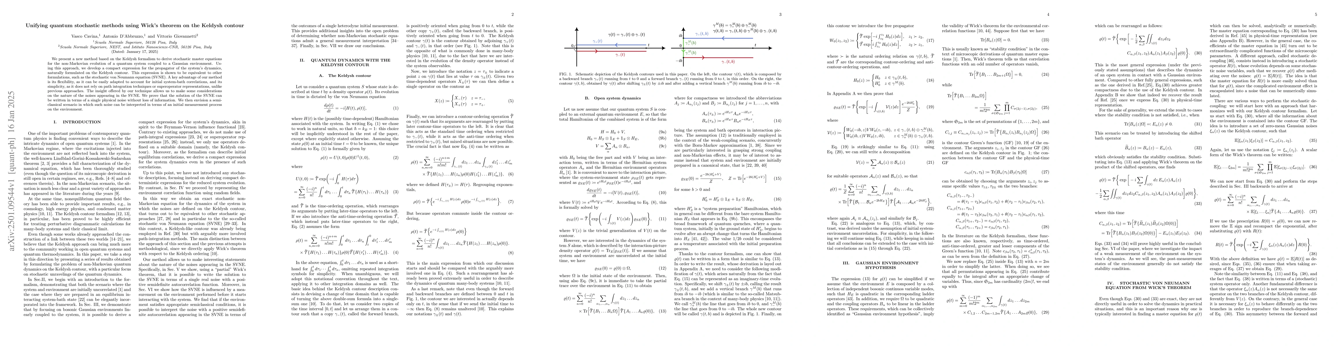 Thumbnail for Unifying quantum stochastic methods using Wick's theorem on the Keldysh
  contour