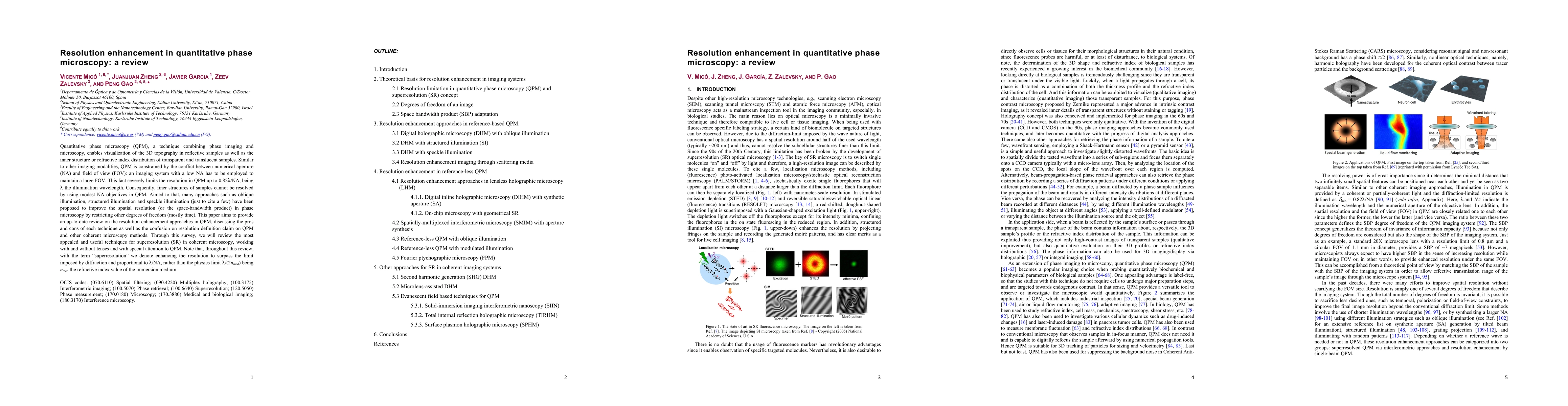 Thumbnail for Resolution enhancement in quantitative phase microscopy: a review