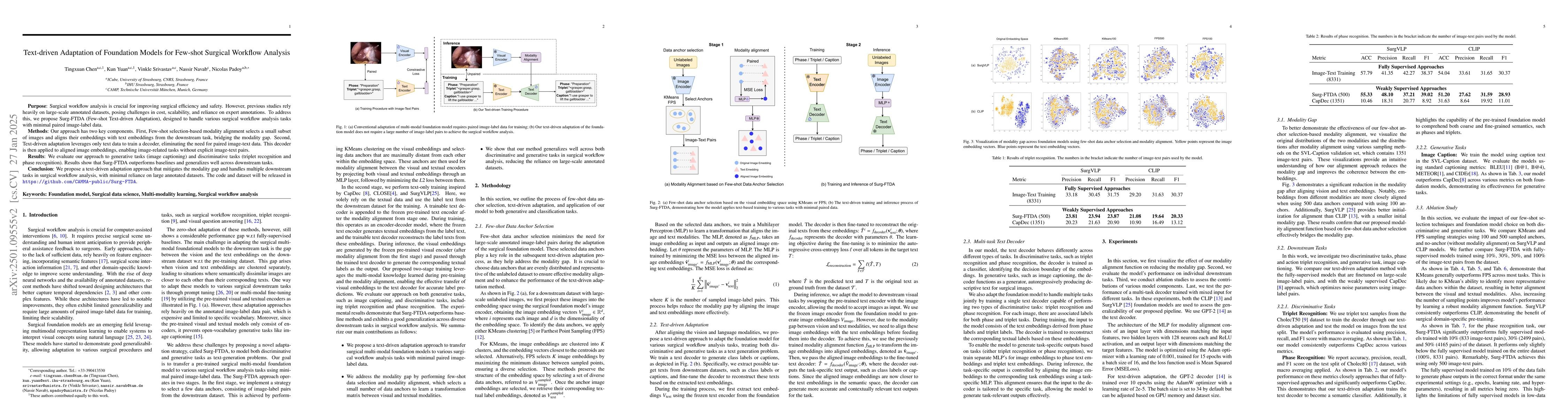 Thumbnail for Text-driven Adaptation of Foundation Models for Few-shot Surgical
  Workflow Analysis