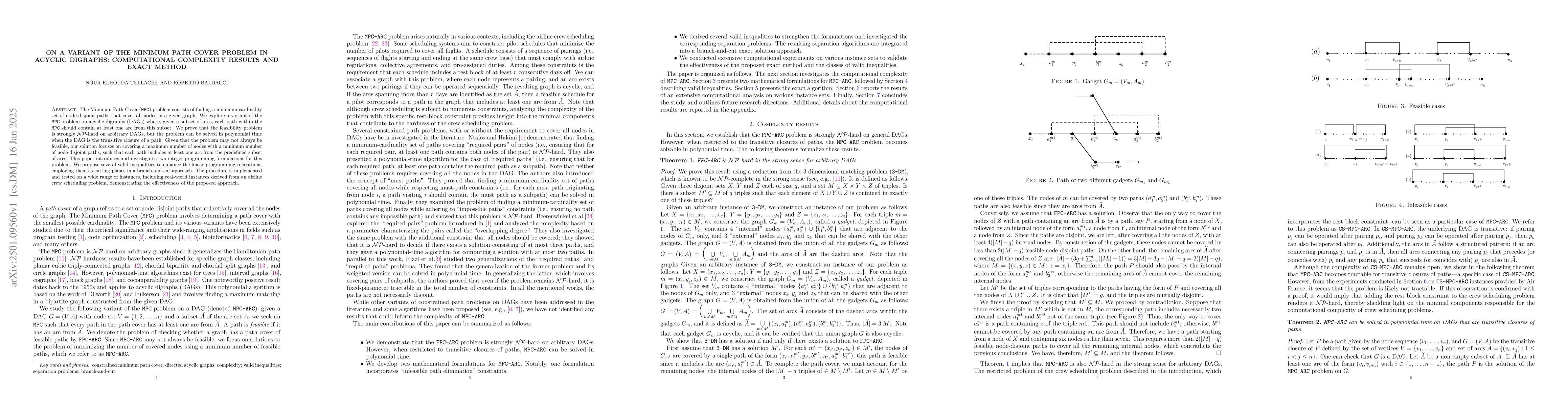 Thumbnail for On a Variant of the Minimum Path Cover Problem in Acyclic Digraphs:
  Computational Complexity Results and Exact Method